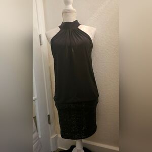 Frederick's of Hollywood Black Sequin Mini Dress Vintage XS